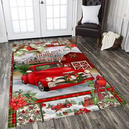 Christmas Rug, Red Truck Christmas Rug All Roas Lead HomeChristmas Floor Mat, Livinng Room Decor Rug, Christmas Home Decor