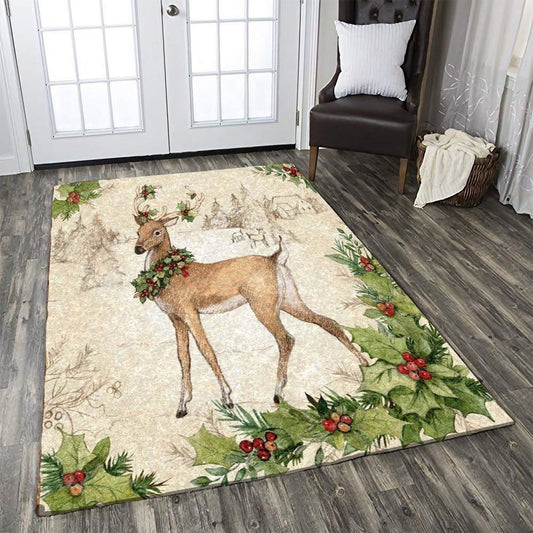Christmas Rug, Revamp Your Space With The Yuletide Spirit Of Deer Christmas Limited Edition RugChristmas Floor Mat, Livinng Room Decor Rug
