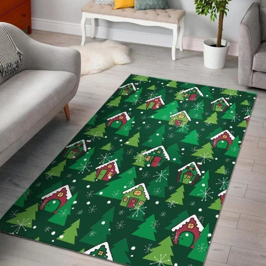 Christmas Rug, Whimsical Imagery On Christmas Tree Limited Edition RugChristmas Floor Mat, Livinng Room Decor Rug, Christmas Home Decor