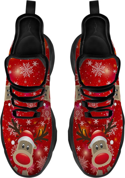 Christmas Running Shoes, Red Nosed Reindeer Christmas Max Soul Shoes For Men Women, Christmas Shoes, Winter Fashion Shoes