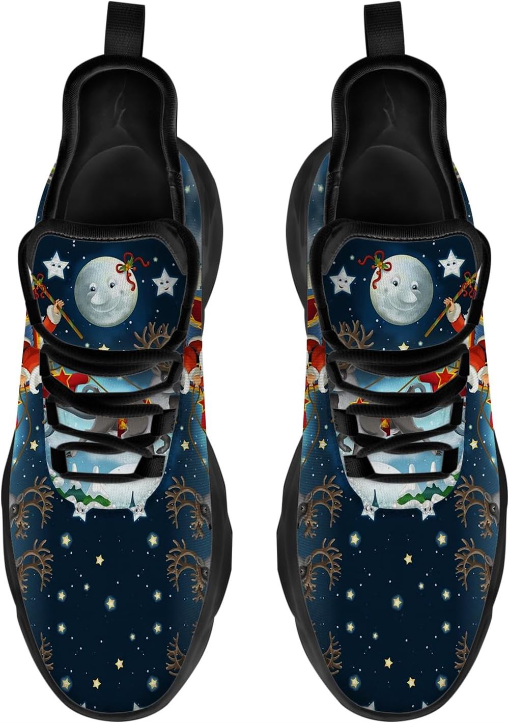 Christmas Running Shoes, Santa Claus And His Reindeer On Christmas Night Max Soul Shoes For Men Women, Christmas Shoes, Winter Fashion Shoes