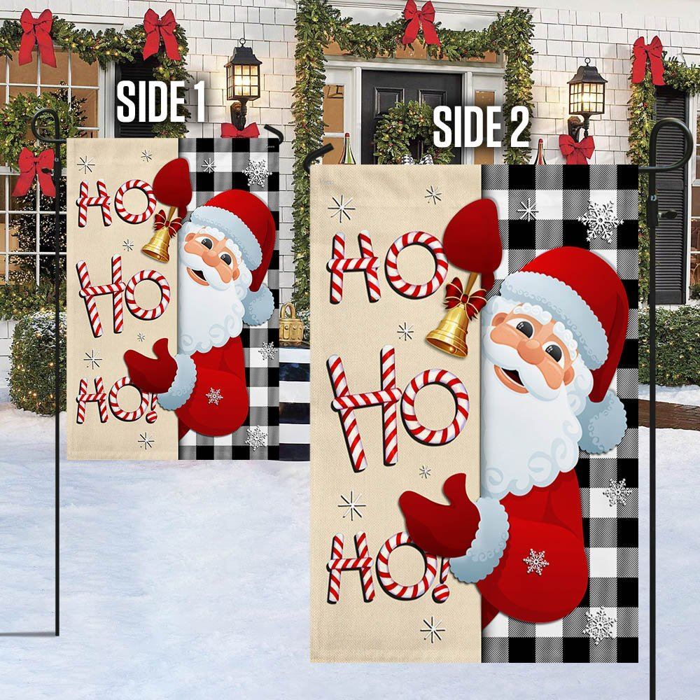 Christmas Santa Claus Welcome Home Ho Ho Ho Flag, Christmas Garden Flag, Home Decor Accessories, Christmas Outdoor Decor Ideas