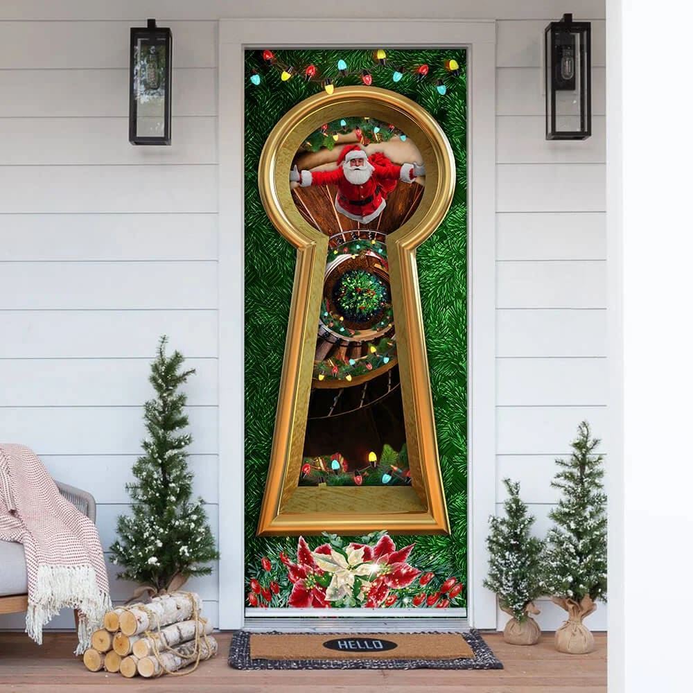 Christmas Santa Door Cover Circular Stairs, Christmas Door Knob Covers, Christmas Outdoor Decoration