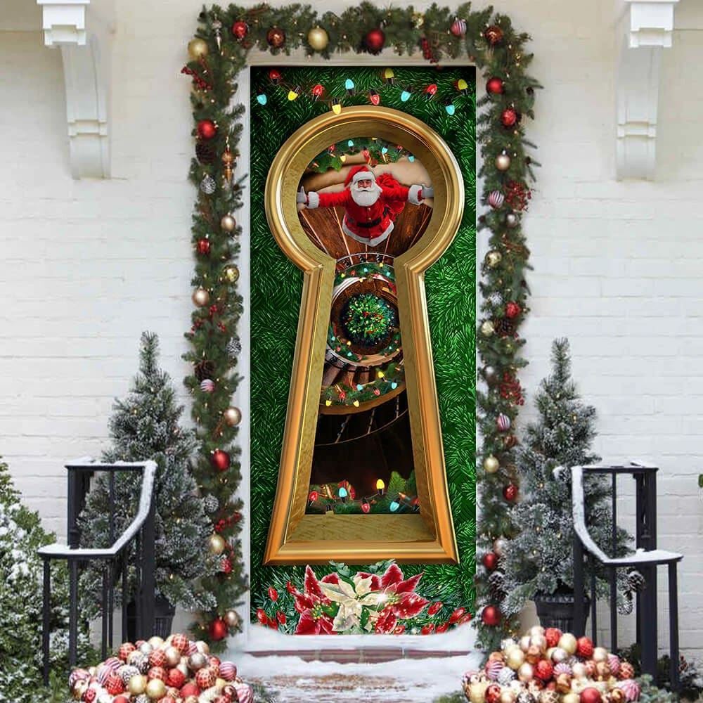Christmas Santa Door Cover Circular Stairs, Christmas Door Knob Covers, Christmas Outdoor Decoration