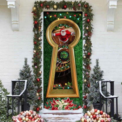 Christmas Santa Door Cover Circular Stairs, Christmas Door Knob Covers, Christmas Outdoor Decoration