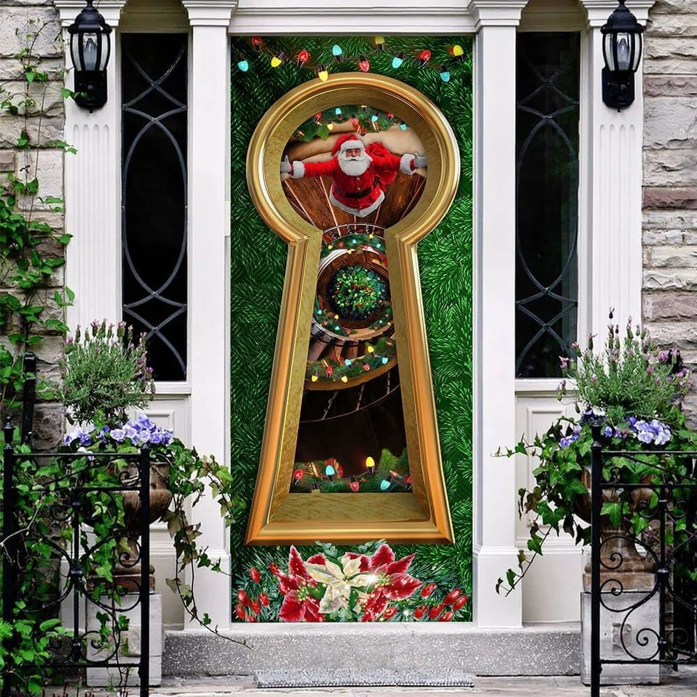 Christmas Santa Door Cover Circular Stairs, Christmas Door Knob Covers, Christmas Outdoor Decoration