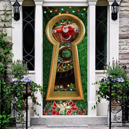 Christmas Santa Door Cover Circular Stairs, Christmas Door Knob Covers, Christmas Outdoor Decoration