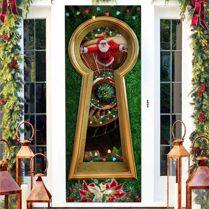 Christmas Santa Door Cover Circular Stairs, Christmas Door Knob Covers, Christmas Outdoor Decoration