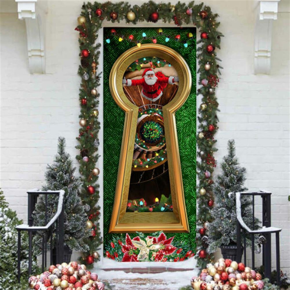 Christmas Santa Door Cover Circular Stairs, Christmas Door Knob Covers, Christmas Outdoor Decoration