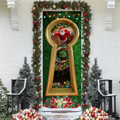 Christmas Santa Door Cover Circular Stairs, Christmas Door Knob Covers, Christmas Outdoor Decoration