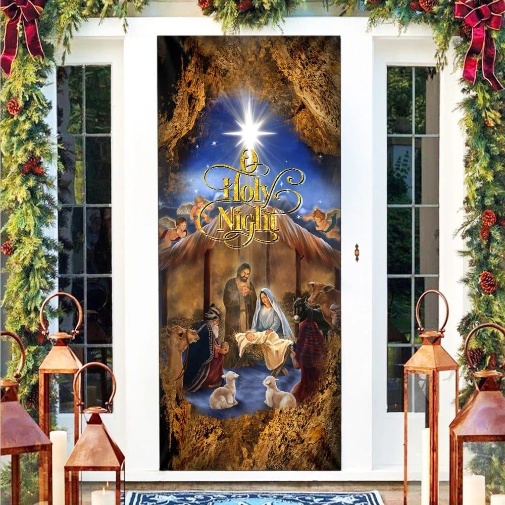 Christmas Silent Night Door Cover Jesus Is Born, Door Christmas