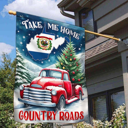 Christmas Take Me Home Country Roads Flag, Christmas Garden Flag, Home Decor Accessories, Christmas Outdoor Decor Ideas