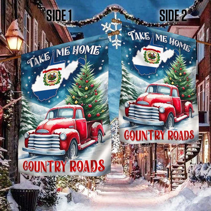 Christmas Take Me Home Country Roads Flag, Christmas Garden Flag, Home Decor Accessories, Christmas Outdoor Decor Ideas