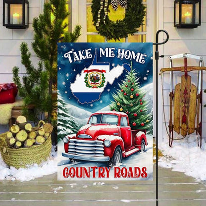 Christmas Take Me Home Country Roads Flag, Christmas Garden Flag, Home Decor Accessories, Christmas Outdoor Decor Ideas