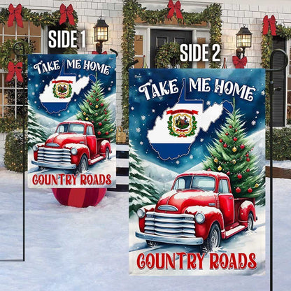 Christmas Take Me Home Country Roads Flag, Christmas Garden Flag, Home Decor Accessories, Christmas Outdoor Decor Ideas