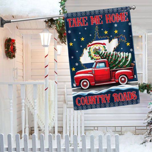 Christmas Take Me Home Country Roads Flag, West Virginia Flag, Christmas Garden Flag, Home Decor Accessories, Christmas Outdoor Decor Ideas