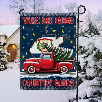 Christmas Take Me Home Country Roads Flag, West Virginia Flag, Christmas Garden Flag, Home Decor Accessories, Christmas Outdoor Decor Ideas