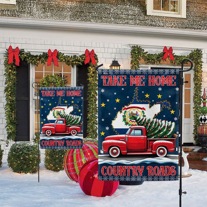 Christmas Take Me Home Country Roads Flag, West Virginia Flag, Christmas Garden Flag, Home Decor Accessories, Christmas Outdoor Decor Ideas