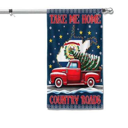 Christmas Take Me Home Country Roads Flag, West Virginia Flag, Christmas Garden Flag, Home Decor Accessories, Christmas Outdoor Decor Ideas