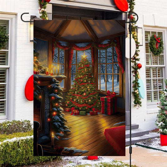 Christmas Tree Beside Window Flag, Christmas Garden Flag, Home Decor Accessories, Christmas Outdoor Decor Ideas