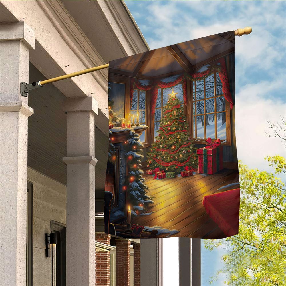 Christmas Tree Beside Window Flag, Christmas Garden Flag, Home Decor Accessories, Christmas Outdoor Decor Ideas
