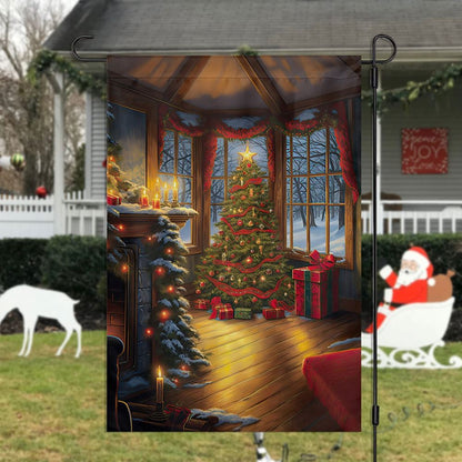 Christmas Tree Beside Window Flag, Christmas Garden Flag, Home Decor Accessories, Christmas Outdoor Decor Ideas