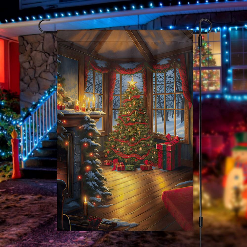 Christmas Tree Beside Window Flag, Christmas Garden Flag, Home Decor Accessories, Christmas Outdoor Decor Ideas