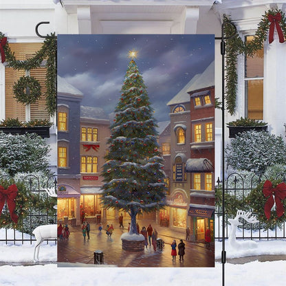 Christmas Tree Between Apartments Flag, Christmas Garden Flag, Home Decor Accessories, Christmas Outdoor Decor Ideas