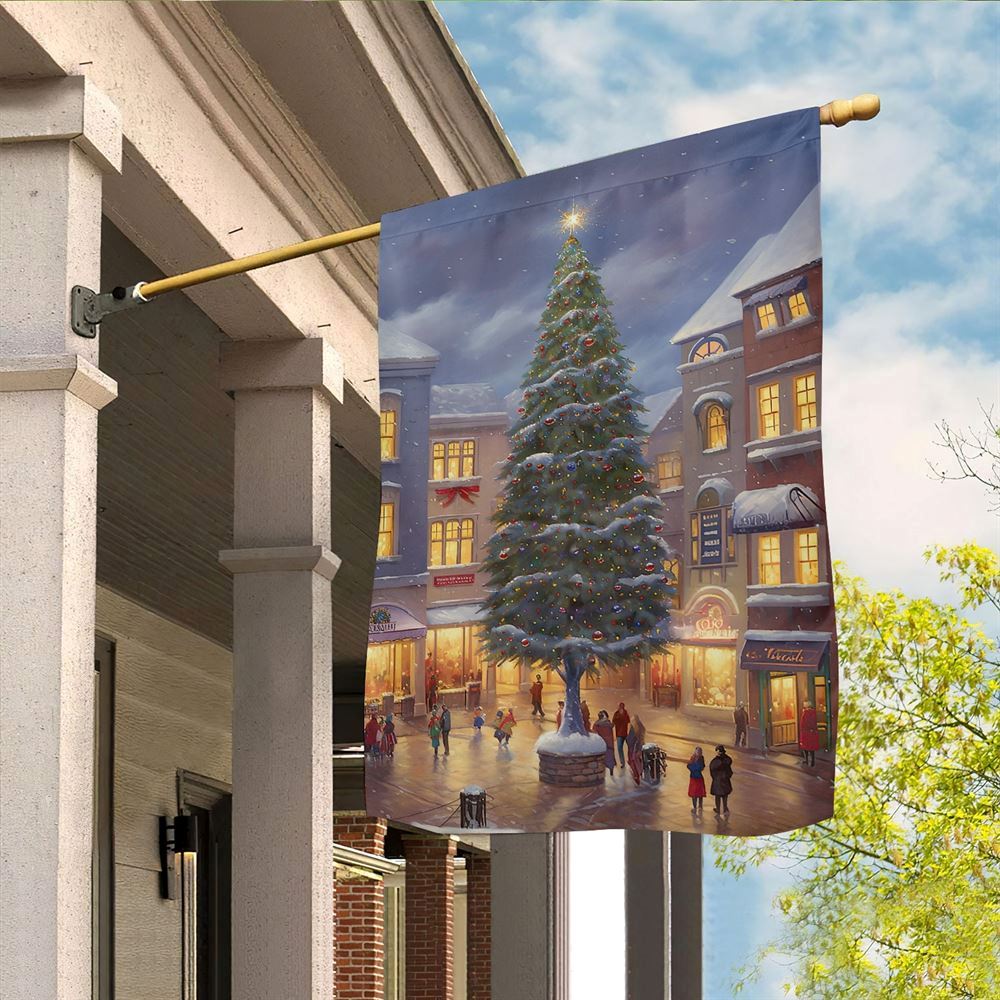 Christmas Tree Between Apartments Flag, Christmas Garden Flag, Home Decor Accessories, Christmas Outdoor Decor Ideas
