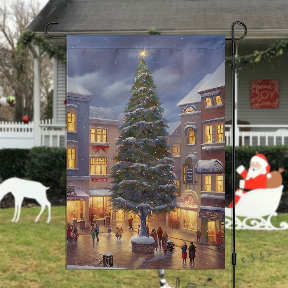 Christmas Tree Between Apartments Flag, Christmas Garden Flag, Home Decor Accessories, Christmas Outdoor Decor Ideas