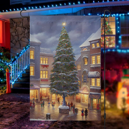 Christmas Tree Between Apartments Flag, Christmas Garden Flag, Home Decor Accessories, Christmas Outdoor Decor Ideas
