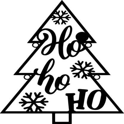 Christmas Tree Ho Ho Ho Metal Wall Decor, Christmas Gift, Christmas Home Decor Sign, Christmas Outdoor Metal Sign