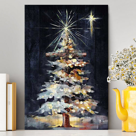 Christmas Tree Holy Night Canvas Wall Art - Christian Canvas Prints - Bible Verse Canvas Art