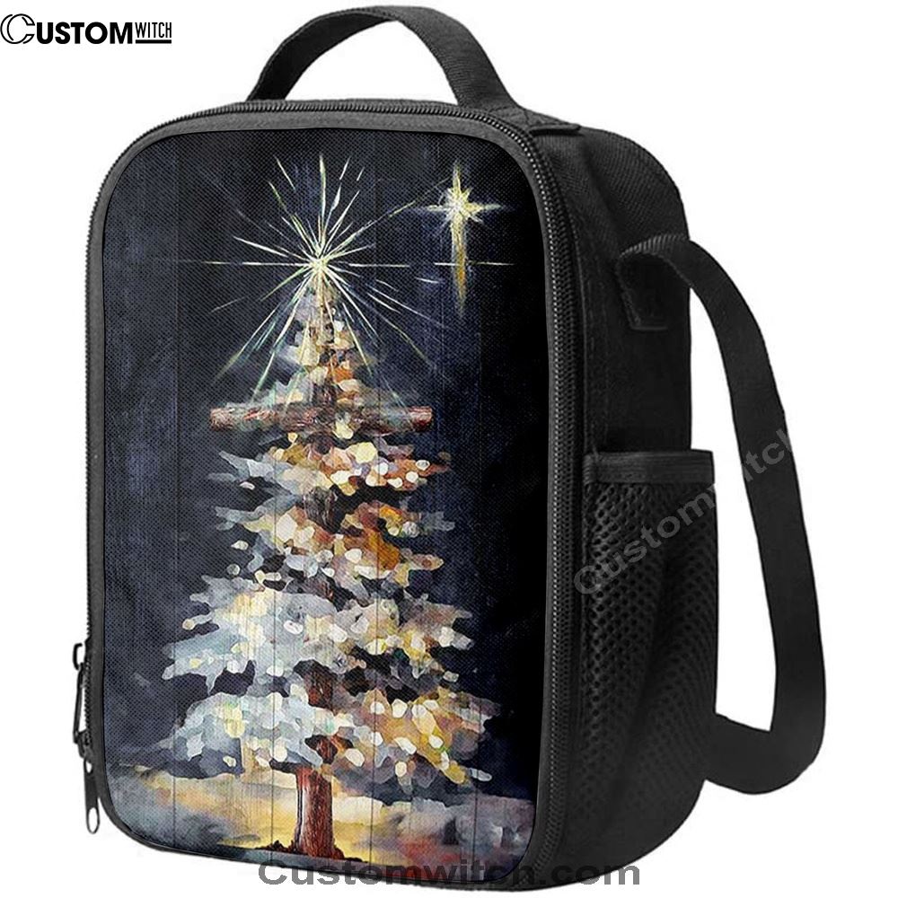 Christmas Tree Holy Night Lunch Bag, Christian Lunch Bag For School, Picnic, Religious Lunch Bag