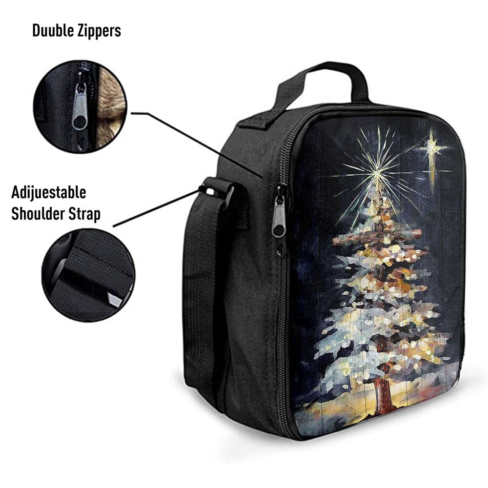 Christmas Tree Holy Night Lunch Bag, Christian Lunch Bag For School, Picnic, Religious Lunch Bag