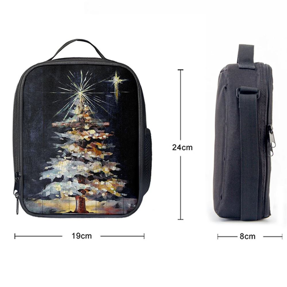 Christmas Tree Holy Night Lunch Bag, Christian Lunch Bag For School, Picnic, Religious Lunch Bag
