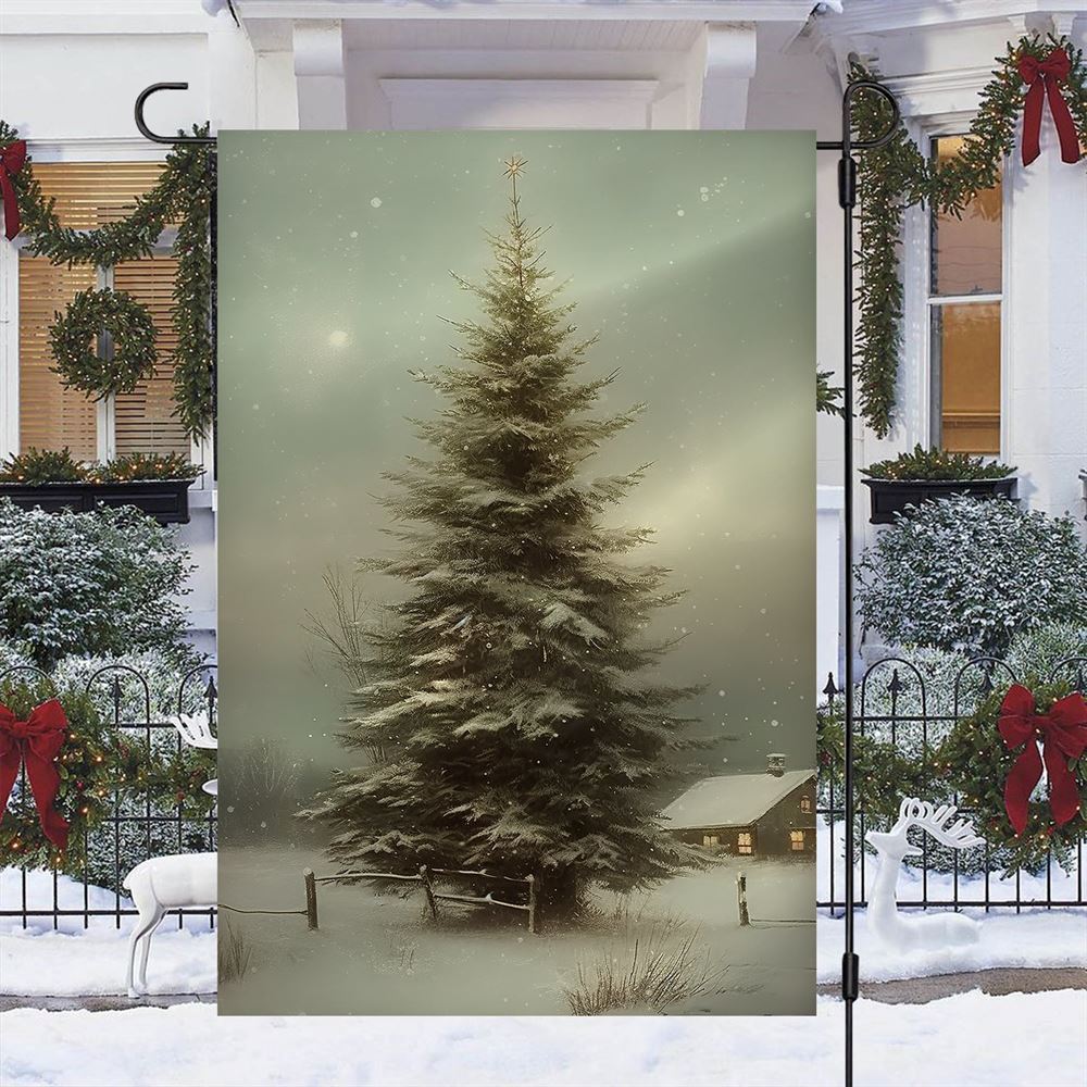 Christmas Tree In The Forest Winter Flag, Christmas Garden Flag, Home Decor Accessories, Christmas Outdoor Decor Ideas