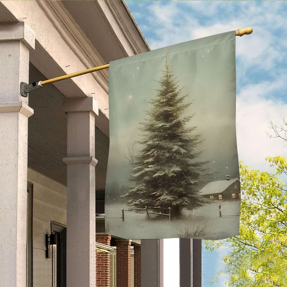 Christmas Tree In The Forest Winter Flag, Christmas Garden Flag, Home Decor Accessories, Christmas Outdoor Decor Ideas