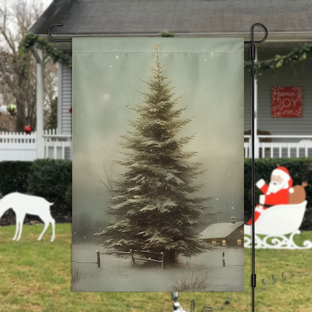 Christmas Tree In The Forest Winter Flag, Christmas Garden Flag, Home Decor Accessories, Christmas Outdoor Decor Ideas