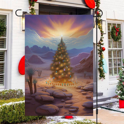 Christmas Tree Under Sunset Flag, Christmas Garden Flag, Home Decor Accessories, Christmas Outdoor Decor Ideas