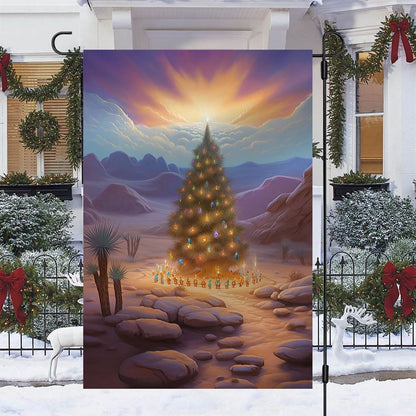 Christmas Tree Under Sunset Flag, Christmas Garden Flag, Home Decor Accessories, Christmas Outdoor Decor Ideas