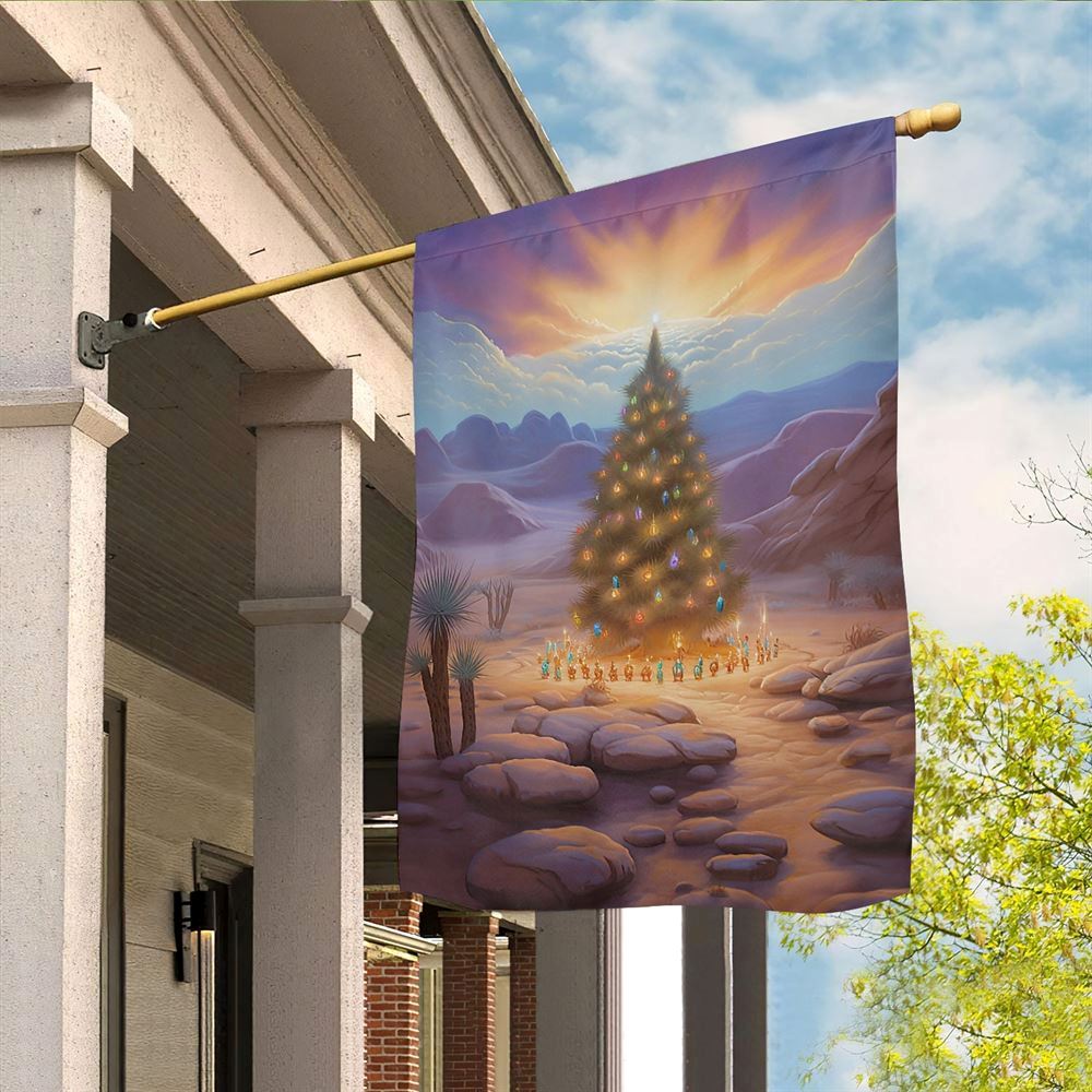 Christmas Tree Under Sunset Flag, Christmas Garden Flag, Home Decor Accessories, Christmas Outdoor Decor Ideas