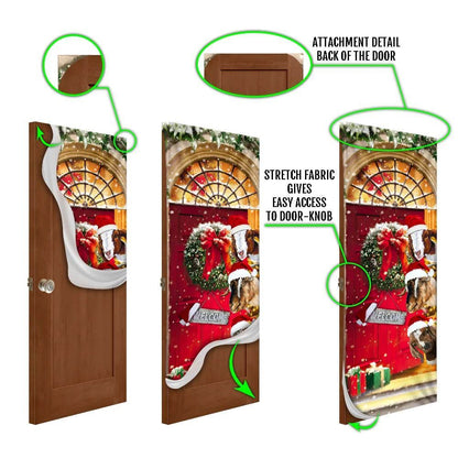 Christmas With My Herd Goat Cattle Farmer Door Cover, Door Christmas Cover, Christmas Door Knob Covers, Christmas Outdoor Decoration
