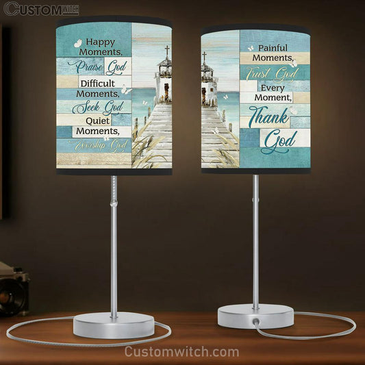 Church By The River White Butterfly Every Moment Thank God Table Lamb Gift - Bible Verse Table Lamb - Religious Bedroom Decor