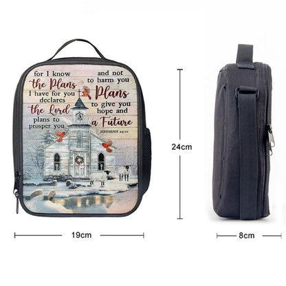Church Cardinal Sheep Winter For I Know The Plans I Have For You Lunch Bag, Christian Lunch Bag For School, Picnic, Religious Lunch Bag