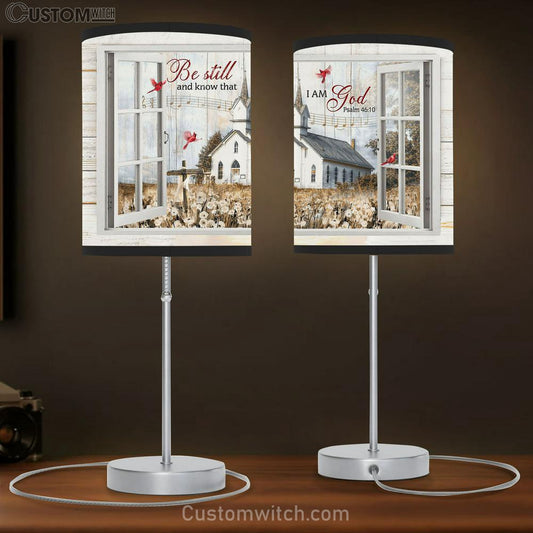 Church Dandelion Field Red Cardinal Be Still And Know That I Am God Table Lamb Gift - Bible Verse Table Lamb - Religious Bedroom Decor