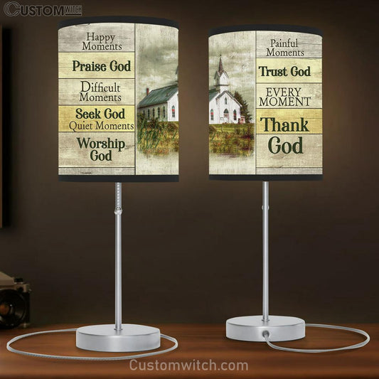 Church Happy Moments Praise God Every Moment Thank God Large Table Lamb - Christian Lamb Gift - Bible Verse Table Lamb Art