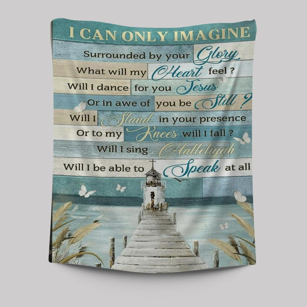 Church Painting By The River I Can Only Imagine Tapestry