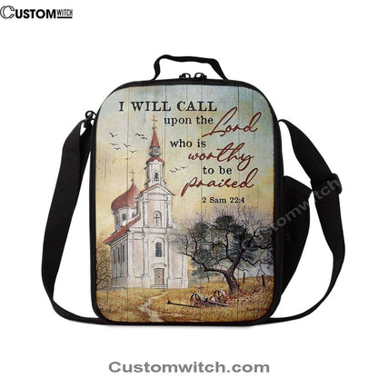 Church Peace Painting I Will Call Upon The Lord Lunch Bag, Christian Lunch Bag For School, Picnic, Religious Lunch Bag