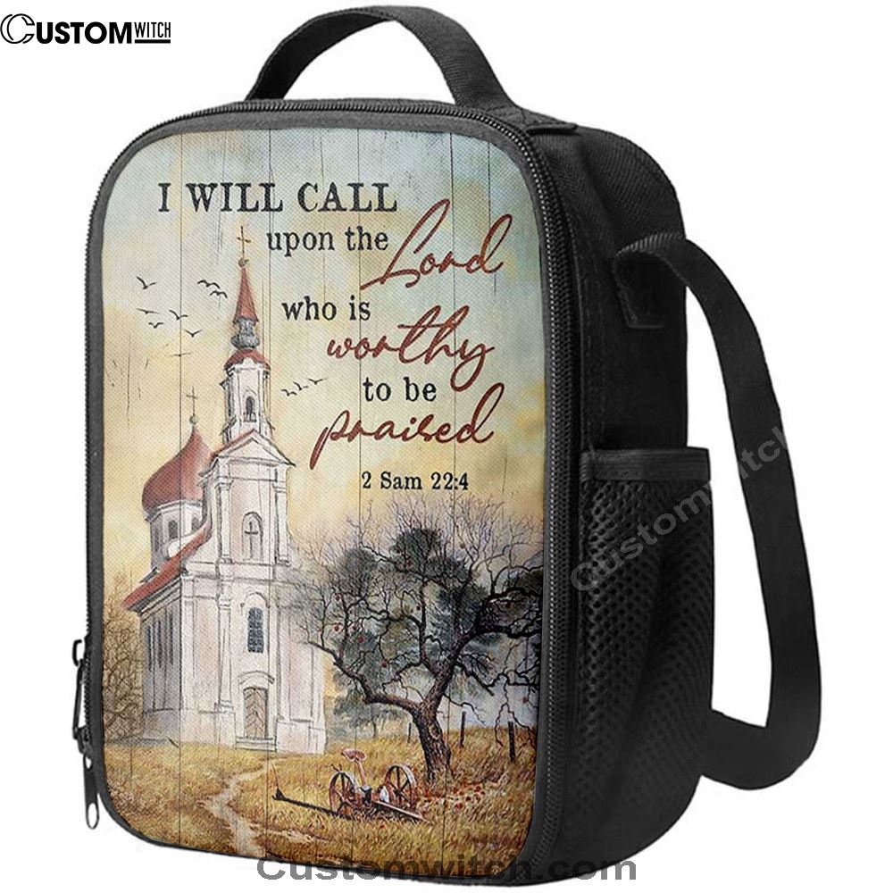 Church Peace Painting I Will Call Upon The Lord Lunch Bag, Christian Lunch Bag For School, Picnic, Religious Lunch Bag